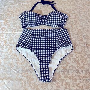 Tee Ink Bikini Swimsuit Black/White Check Padded Lined Sz 2 Gorgeous